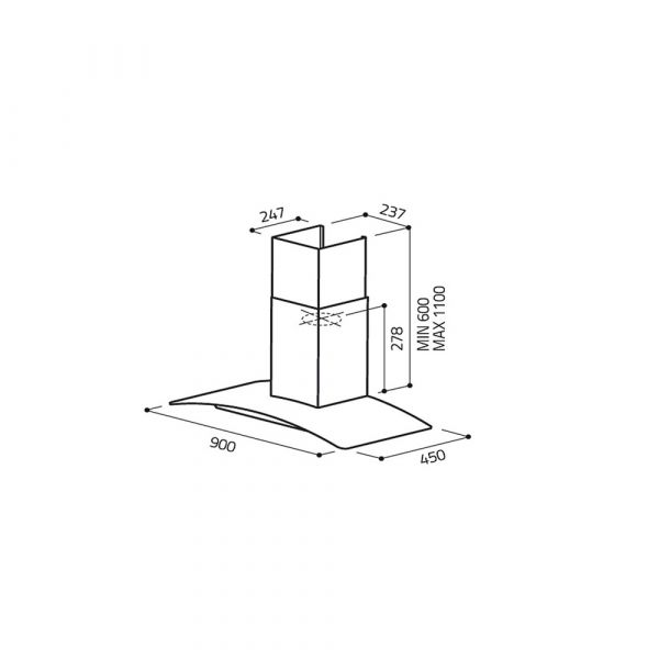 Baumatic - Curved Glass Wall-Mounted Hood 90 cm - Stainless Steel