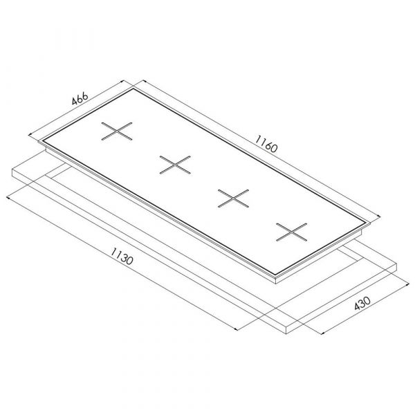 Baeckerhaft - Built-in 120 cm Black Glass Hob