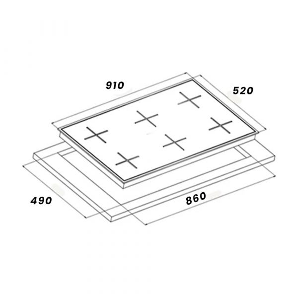 Baeckerhaft - Built-in 90cm Gas Hob 4 Burners with 2 Woks Burners