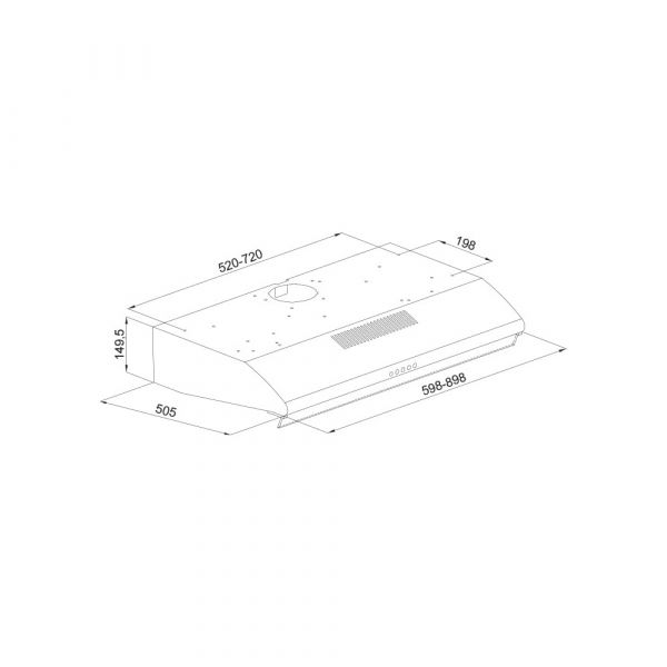 Baeckerhaft - Front Recirculation Classic Under Cabinet Cooker Hood - 2 Motors with Charcoal Filters