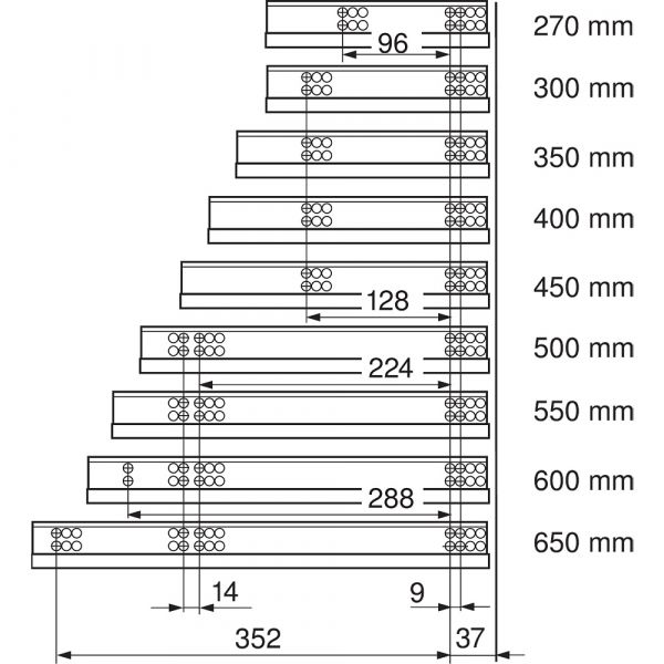 Blum - Tandem Tip-on Single Extension Runner + Locking Device - Pair (Left-Right)
