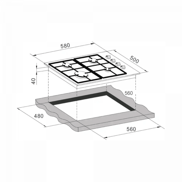 CM Stainless Steel Gas Hob Auto Ignition