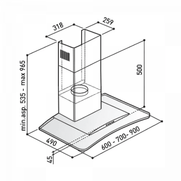 CM LUNA TWIN Wall Mounted Hood 90cm