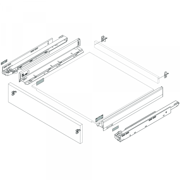 Blum - Legrabox Drawer High Fronted Pull-out F 500mm Length Full Extension - Set(Cabinet Profile (LR) + Drawer Side (LR) + Back Fixing Bracket (LR) + 4Pcs Front Fixing Bracket)