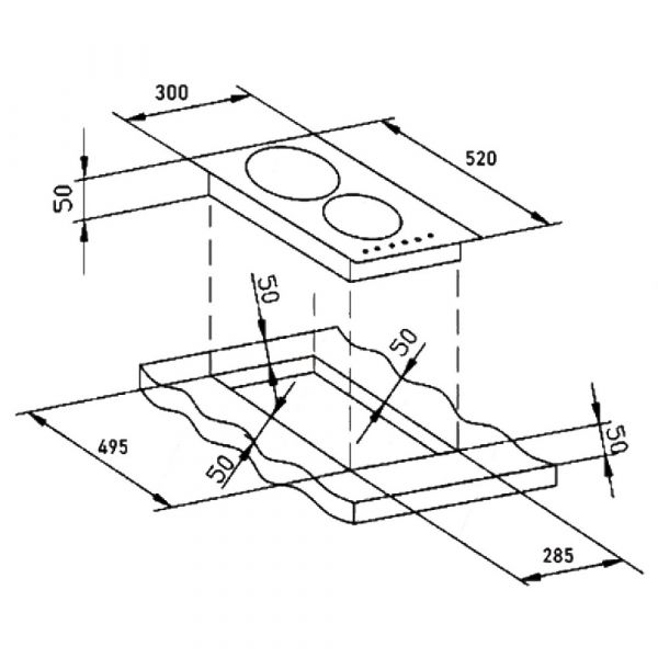 CM Hob Glass Front Edge 30cm
