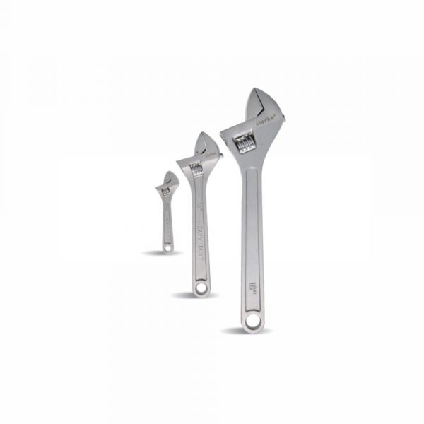 Clarke - Adjustable Wrench Chrome Vanadium Steel with Hanging Hole Grey Color Handle