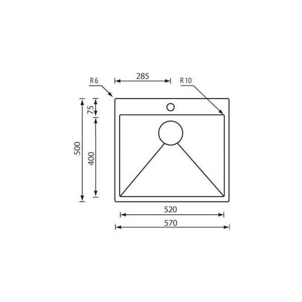 CM Trilogy Mix Slim Sink F3" Satin Stainless Steel 57 x 50 cm