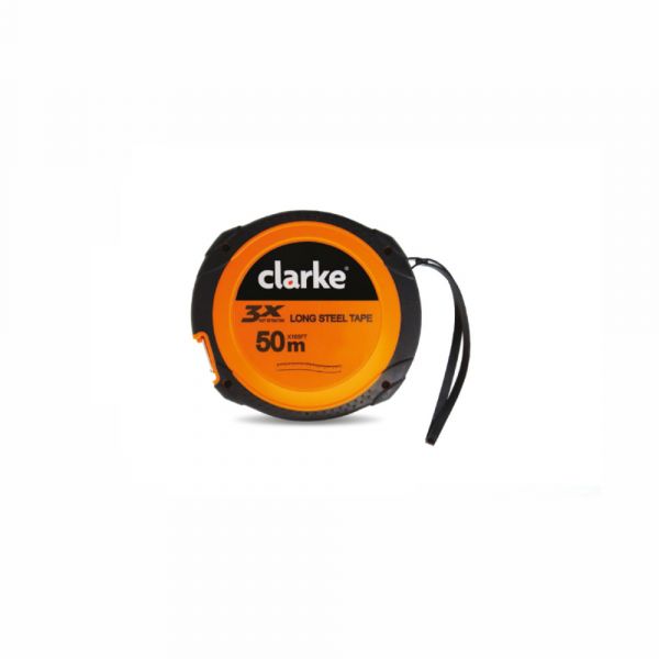 Clarke - Closed Measuring Tape Orange/Black Color Rubber Body Yellow Color Tape with Rewind Mechanism
