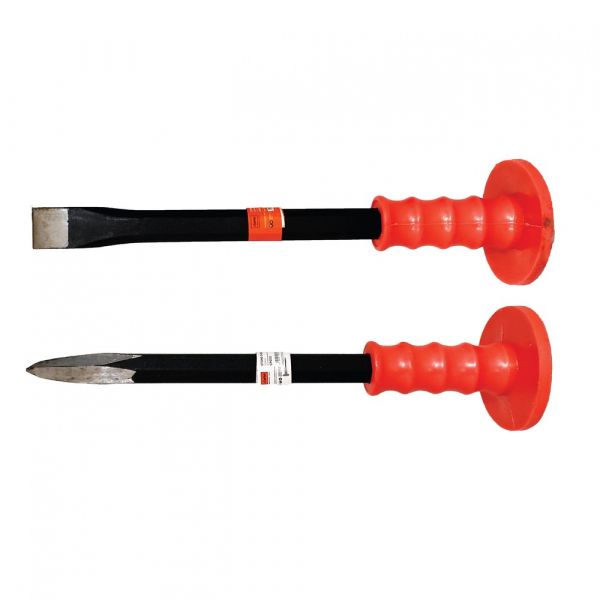 Clarke - Concrete Chisel 12 inch Powder Coated with Orange Color Fibre Grip Heavy Duty Guard