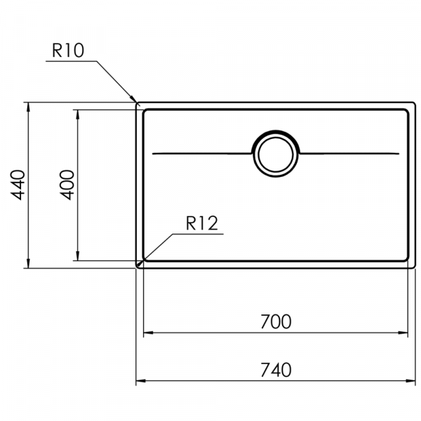 CM ECLISSE Single Bowl Sink 74 x 44cm