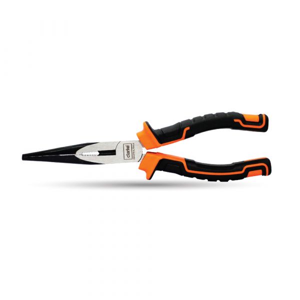 Clarke - Long Nose Plier Polished Head with Slip Resistant Orange Color Handle