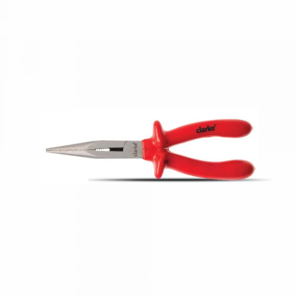 Clarke - Long Nose Plier Insulated 8 inch 1000V with Nickel Chromium Steel and Insulated Red Color Triple Layer Handle
