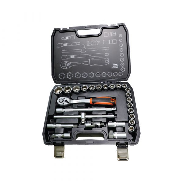 Clarke - Socket Set 10mm to 32mm Chrome Vanadium Steel 1/2 inch Drive- 27pcs Set