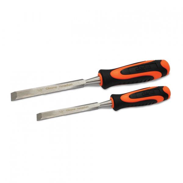 Clarke - Wood Chisel Chrome Carbon Steel Blade with Orange/Black Color Impact Resistant Handle