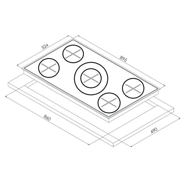 Carysil 90cm Built-In Gas Hob