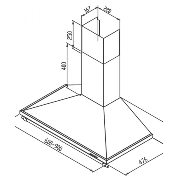 Carysil 90cm Chimney Cooker Hood Wall Mounted