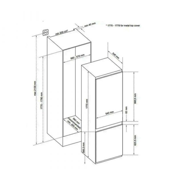 CM Built-In Combi Fridge/ Freezer Double Door 60cm
