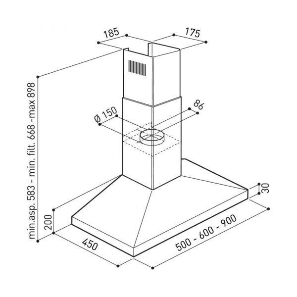 CM AQUA Wall Mount Hood Stainless Steel