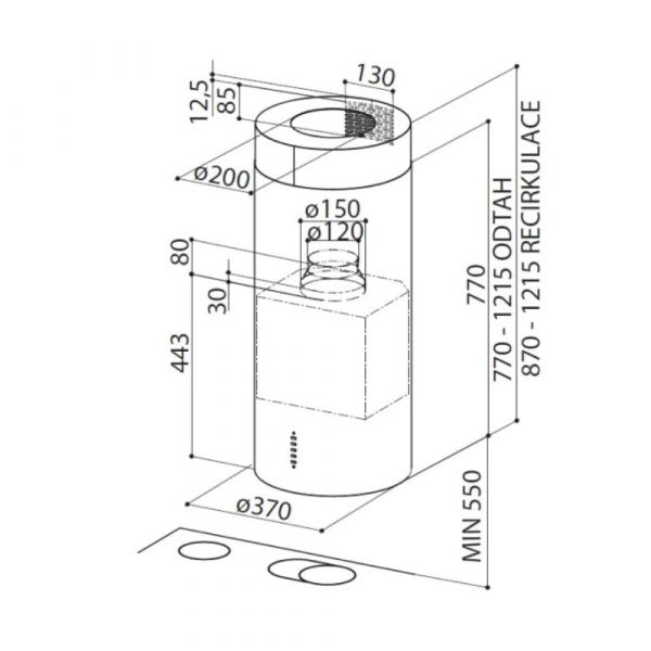 CM Isola Cylinder Hood with Sensor Auto Clean