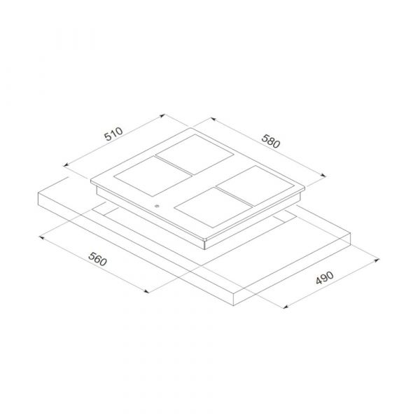 CM CHARM 60 Black Induction Hob Frameless Plane Overheating Temperature 60 cm