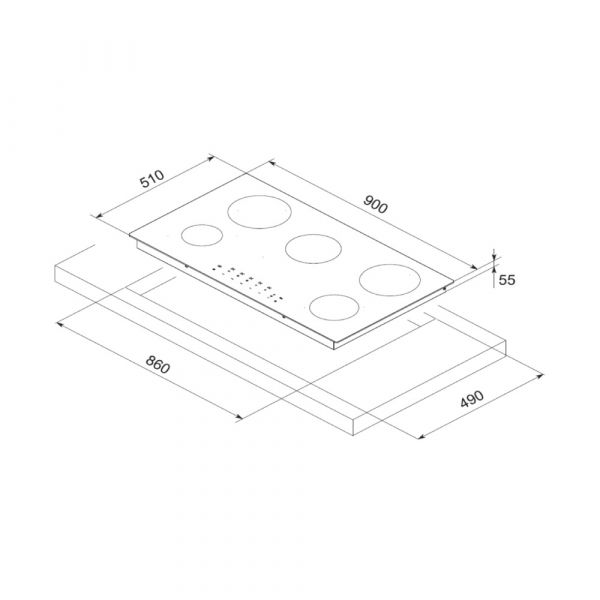 CM CHARM 90 Induction Hob Frameless Plane Overheating Temperature Black 90 cm