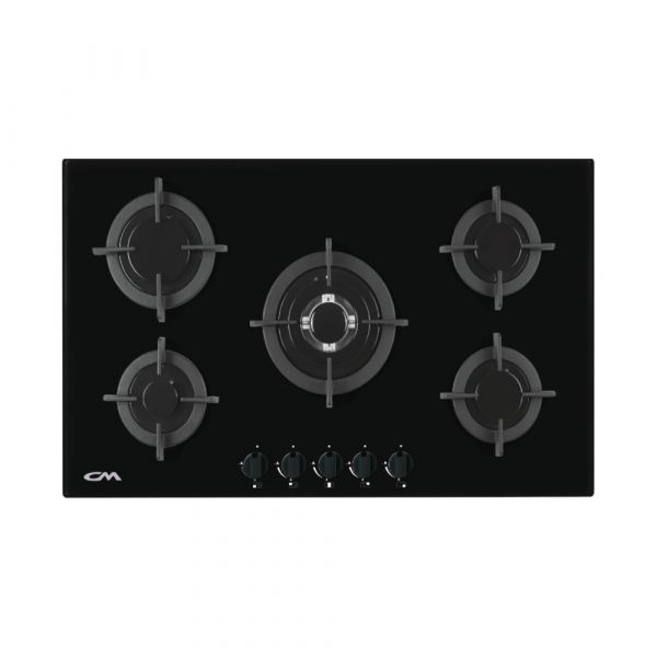 CM CRYSTAL 90 Gas On Glass Hob with Cast Iron Pan Support 90cm