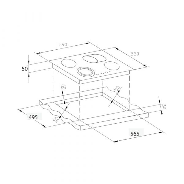 CM DREAM 60 Black Vitroceramic Hob Touch Control 60 cm