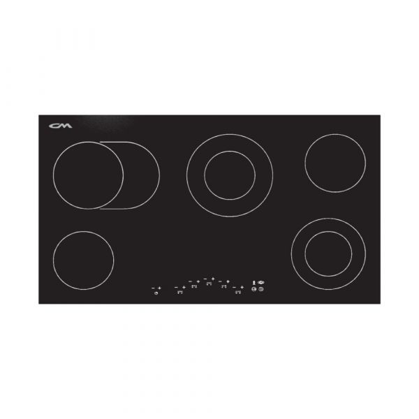 CM HI LIGHT 90 Black Vitroceramic Hob Bevelled Plane Frontal Touch Control 90 cm