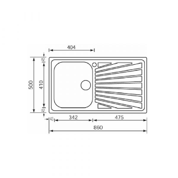 CM COMETA Single Bowl Sink Satin F3 Finish 86 x 50 x 19 cm