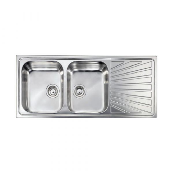 CM COMETA Double Bowl Sink Satin F3 Finish 116 x 50 x 19 cm