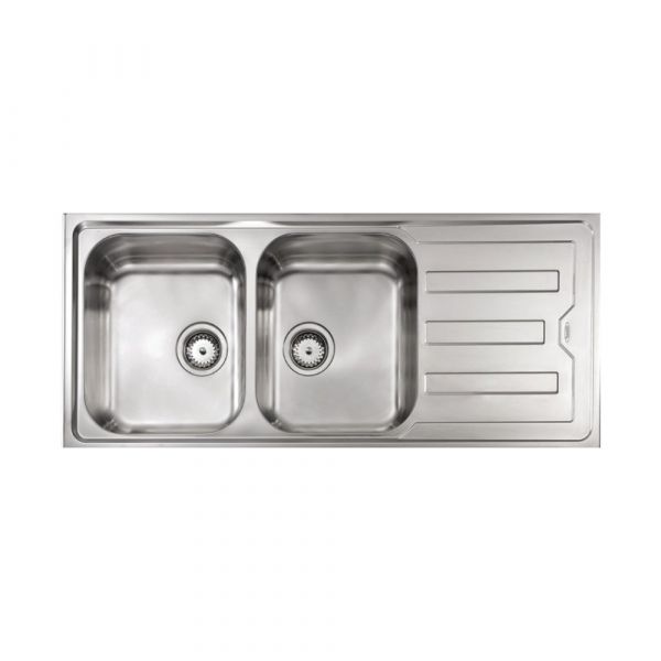 CM Cristal Double Bowl Single Drain Sink Satin F3 Finish 116 x 50 x 21 cm