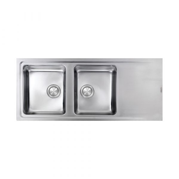 CM EVOLUZIONE Double Bowl Sink Satin F3 Finish 116 x 50 x 19.5 cm