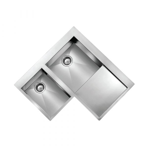 CM FILOQUADRA Mix Double Bowl Sink Satin F3 Finish 83 x 83 x 19 cm