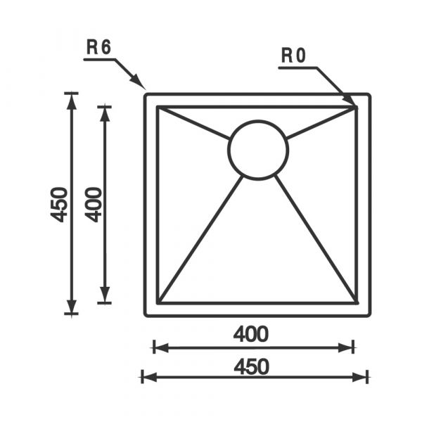 CM FILOQUADRA Undermount Single Bowl Sink Satin F3 Finish Depth 190 mm