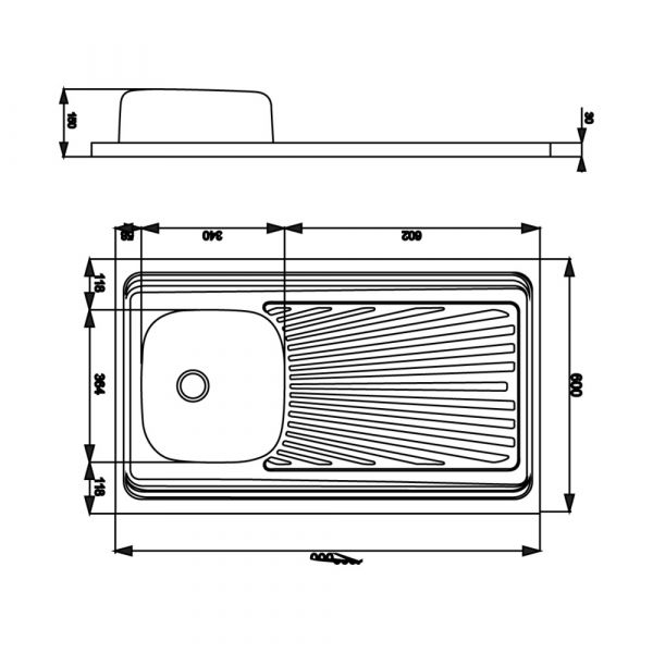CM Lay On Single Bowl Sink Satin F3 Finish