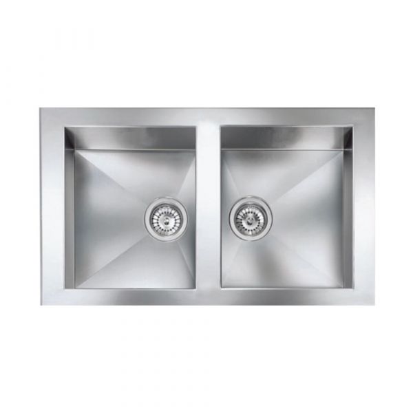 CM PUNTO QUADRO Double Bowl Sink Satin F3 Finish 86 x 50 cm