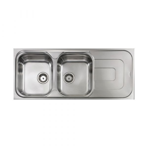CM PIZZICA Double Bowl Sink Satin F3 Finish 116 x 50 x 17 cm