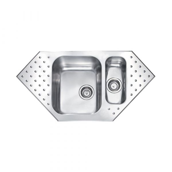 CM PUNTO PLUS One And One-Half Bowl Sink Satin F3 Finish 98 x 50 x 19 cm