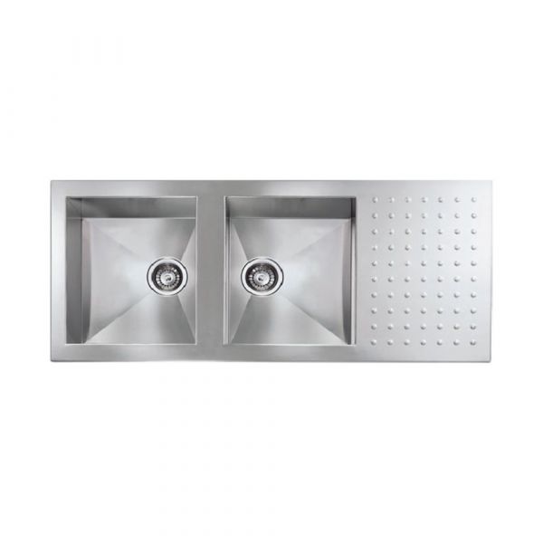 CM PUNTO QUADRO Double Bowl Sink Satin F3 Finish 116 x 50 x 19 cm