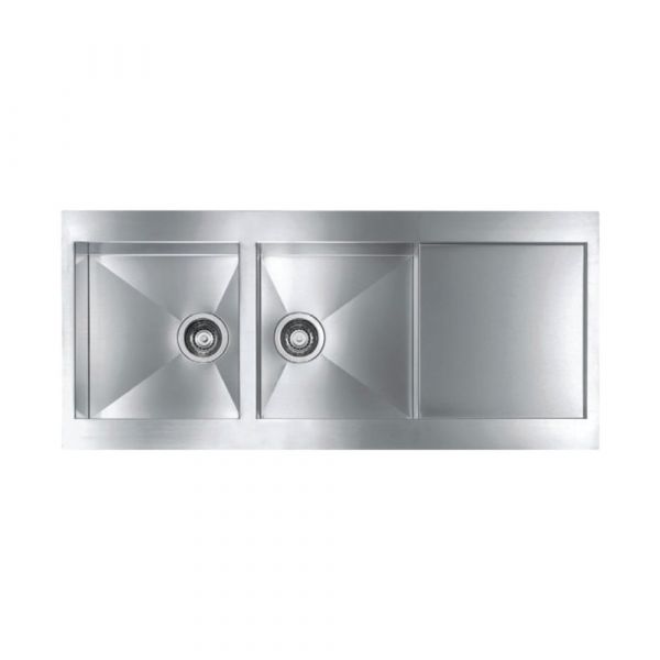 CM REVERS Double Bowl Sink Satin F3 Finish 116 x 52 x 19 cm