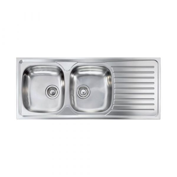 CM SIROS Double Bowl Sink Satin F3 Finish 116 x 50 x 16 cm