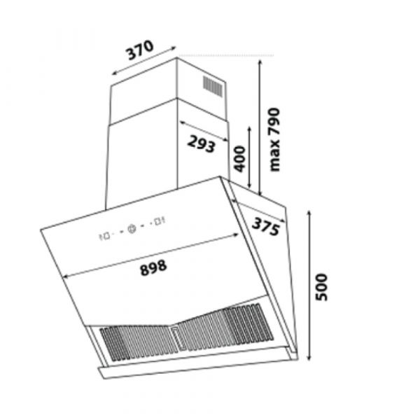 CM Supra Nero Wall Mounted Hood 90 cm
