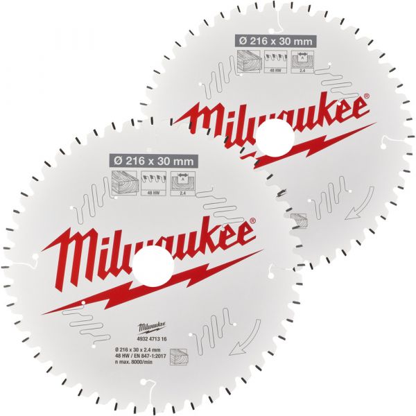 Milwaukee Circular Saw Blades Twin Pack 2 Pcs