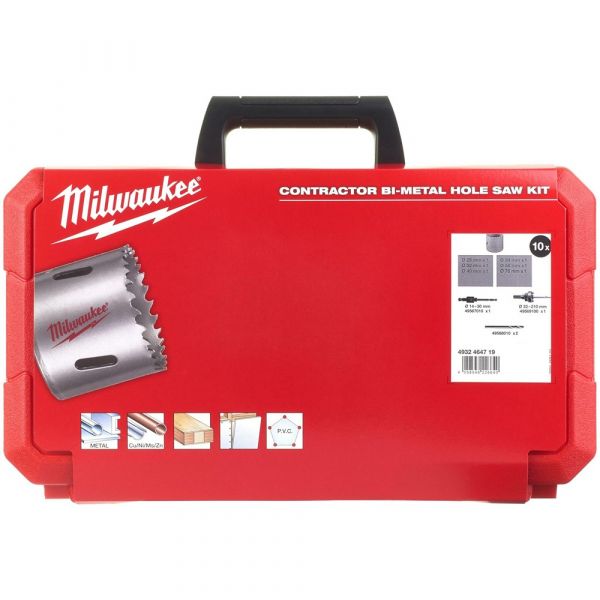 Milwaukee Bi-Metal Contractor Holesaws 10 Pcs Set
