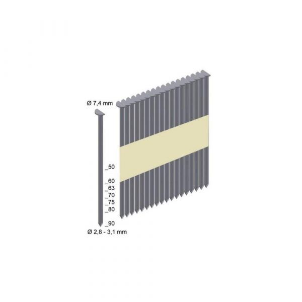 Milwaukee Nails with a D-Type Head for M18 FFN 7.4x2.8 4000 pcs