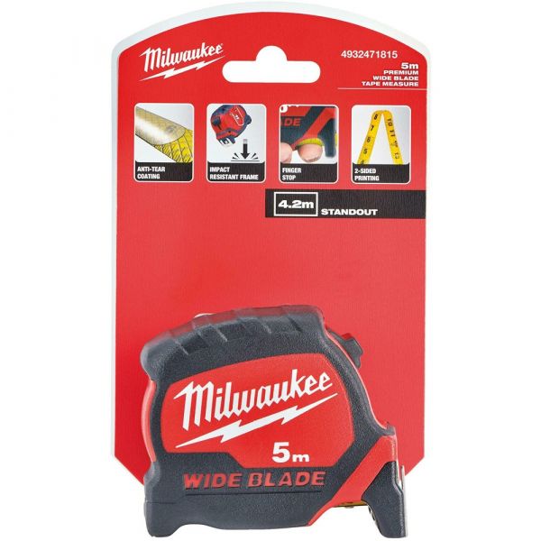 Milwaukee Premium Wide Blade Measure Tape 5m
