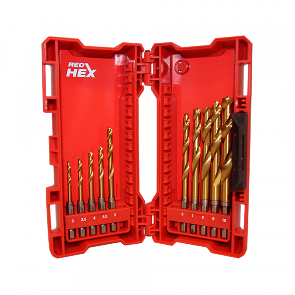 Milwaukee Red Hex - Shockwave™ HSS-Tin Metal Drill Bits 10pcs Set