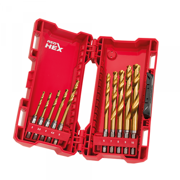 Milwaukee Red Hex - Shockwave™ HSS-Tin Metal Drill Bits 10pcs Set