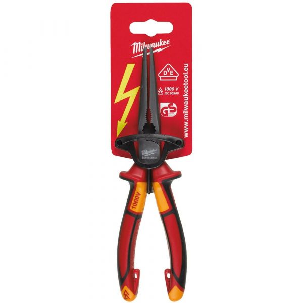 Milwaukee VDE Long Round Nose Pliers 205mm