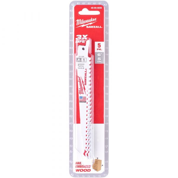 Milwaukee Wood With Nails Thin Kerf Demolition Blades 5 TPI